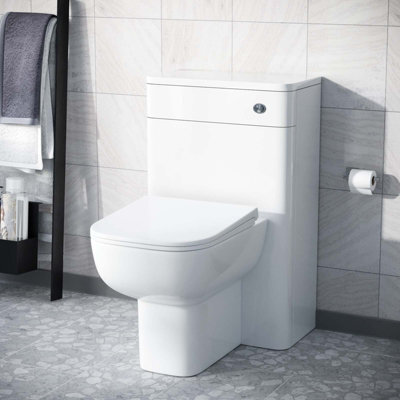 Nes Home Modern 500mm Rimless Back To Wall Wc Toilet Unit Gloss White Space Saving - image 1