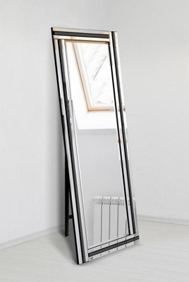 Mirroroutlet Dalton Black Triple Bevel Free Standing Cheval Dress Mirror 5Ft7 X 1Ft11, 170Cm X 58Cm - image 1