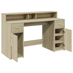 Walplus Desk With Led Lights Sonoma Oak 140X55X91 Cm Engineered Wood - thumbnail 9