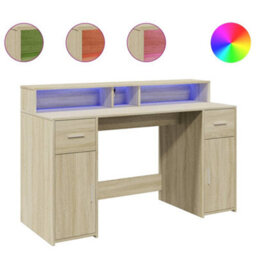 Walplus Desk With Led Lights Sonoma Oak 140X55X91 Cm Engineered Wood - thumbnail 2