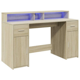 Walplus Desk With Led Lights Sonoma Oak 140X55X91 Cm Engineered Wood - thumbnail 3
