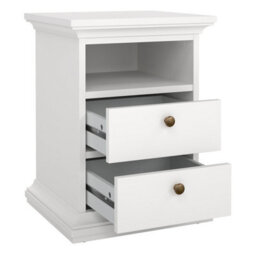 Furniture To Go Paris 3 Piece Bundle, Bedside, Chest And 2 Door Wardrobe In White - thumbnail 3