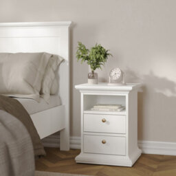 Furniture To Go Paris 3 Piece Bundle, Bedside, Chest And 2 Door Wardrobe In White - thumbnail 4