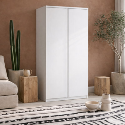 Wyld Haus Hemingway Tall White 2-Door Wooden Wardrobe, Matt Finish - image 1