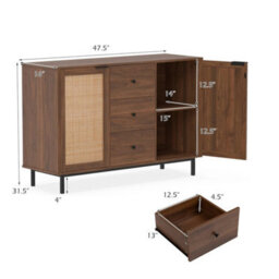 Wooden Console Table 120 Cm Rustic Sideboard Buffet Cabinet With 3 Drawers - thumbnail 3