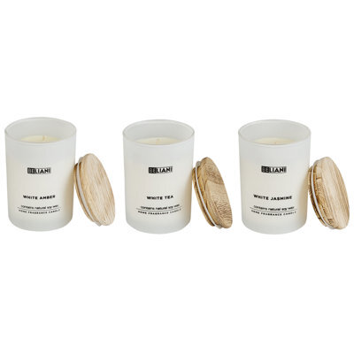 Beliani Set Of 3 Scented Candles Simplicity Soy Wax Fresh Notes Floral Notes - image 1