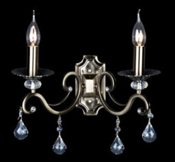 Luminosa Lighting Luminosa Grace Wall Candle Lamp Brass & Crystal, 2 Light, E14 - thumbnail 2