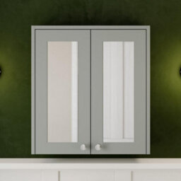 Affine 600mm Bathroom Mirror Cabinet 2 Door Storage Cupboard Wall Hung Grey Traditional - thumbnail 1