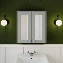 Affine 600mm Bathroom Mirror Cabinet 2 Door Storage Cupboard Wall Hung Grey Traditional - thumbnail 2