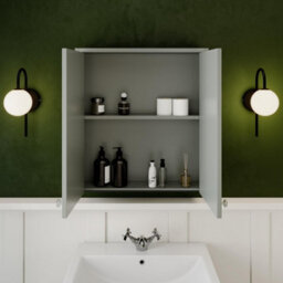 Affine 600mm Bathroom Mirror Cabinet 2 Door Storage Cupboard Wall Hung Grey Traditional - thumbnail 3