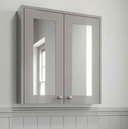 Affine 600mm Bathroom Mirror Cabinet 2 Door Storage Cupboard Wall Hung Grey Traditional - thumbnail 4