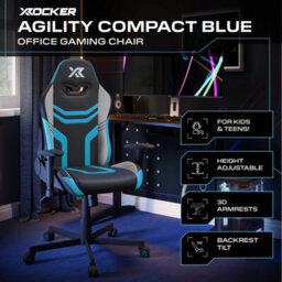 X Rocker Agility Compact Ergonomic Pc Gaming Chair For Kids - Black / Blue - thumbnail 2