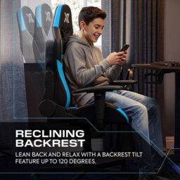X Rocker Agility Compact Ergonomic Pc Gaming Chair For Kids - Black / Blue - thumbnail 4