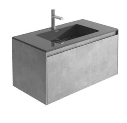 Plum&clay Rigel Concrete Wall Hung Bathroom Vanity Unit With Black Basin (W)900mm (H)450mm