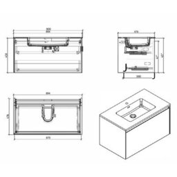 Plum&clay Rigel Concrete Wall Hung Bathroom Vanity Unit With Black Basin (W)900mm (H)450mm - thumbnail 2