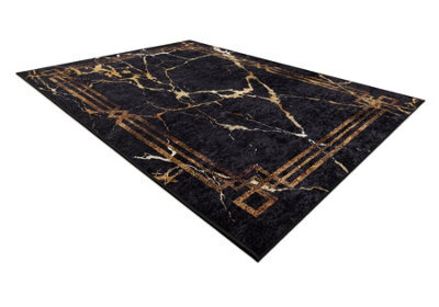 RugsX Miro 51333.801 Washing Carpet Marble, Frame Anti-Slip - Black Gold 200X290 Cm - image 1