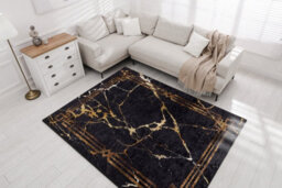 RugsX Miro 51333.801 Washing Carpet Marble, Frame Anti-Slip - Black Gold 200X290 Cm - thumbnail 5
