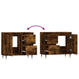 Berkfield Industrial Bathroom Cabinet Smoked Oak 65X33X60 Cm Engineered Wood - thumbnail 9