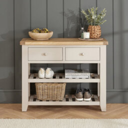 The Furniture Market Cheshire Dove Grey Painted 2 Drawer Hall Console Table - thumbnail 2