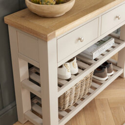 The Furniture Market Cheshire Dove Grey Painted 2 Drawer Hall Console Table - thumbnail 3