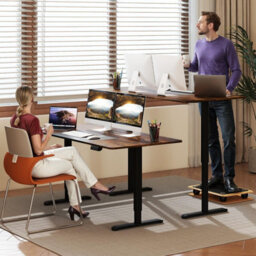 Gainoom Electric Standing Desk Height Adjustable Desk Ergonomic Sit Stand Desk With Memory Heights & Anti-Collision Design Brown - thumbnail 8