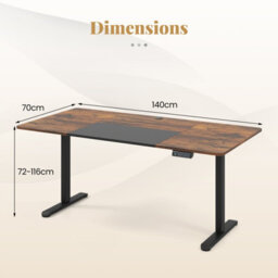 Gainoom Electric Standing Desk Height Adjustable Desk Ergonomic Sit Stand Desk With Memory Heights & Anti-Collision Design Brown - thumbnail 2