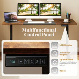 Gainoom Electric Standing Desk Height Adjustable Desk Ergonomic Sit Stand Desk With Memory Heights & Anti-Collision Design Brown - thumbnail 7