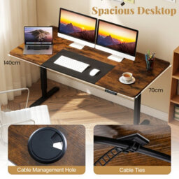 Gainoom Electric Standing Desk Height Adjustable Desk Ergonomic Sit Stand Desk With Memory Heights & Anti-Collision Design Brown - thumbnail 5