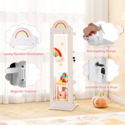 Gainoom 3 In 1 Kids White Jewelry Cabinet Freestanding Jewelry Armoire W/3-Color Lighted Full Length Mirror - thumbnail 9