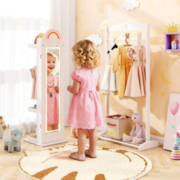 Gainoom 3 In 1 Kids White Jewelry Cabinet Freestanding Jewelry Armoire W/3-Color Lighted Full Length Mirror - thumbnail 4