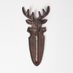 Homescapes Brown Wall Mounted Cast Iron Stag Garden Thermometer - thumbnail 4