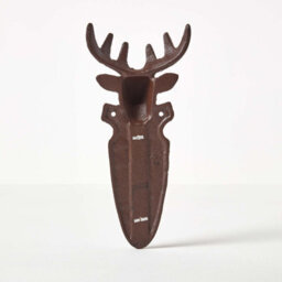 Homescapes Brown Wall Mounted Cast Iron Stag Garden Thermometer - thumbnail 5