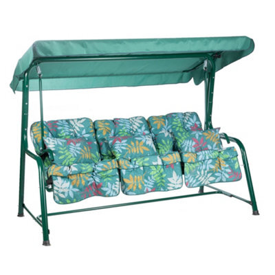 Alfresia Turin Reclining Swing Seat With Alexandra Green Leaf Classic Cushions - image 1