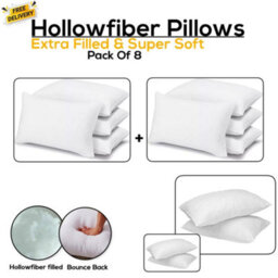 Chilimilii Pillows Hotel Quality Bounce Back Hollowfiber Filled Pillow Anti-Allergic Pack Of 8