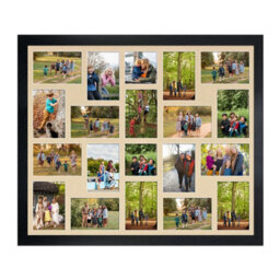 AK Frames 80X70Cm Black Modern Multi Photo Frame With Ivory Mount - Holds 20 Apertures (18X) 6X4, (2X) 4X4 Photos - thumbnail 1