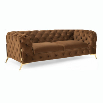 Stratus Interiors Modern Italian Chesterfield Naples Plush Sofa 3 Seater 195Cm