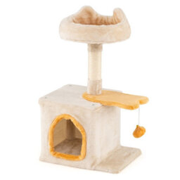Costway Cat Tree For Indoor Kittens Cute Kitty Tower W/ Plush Perch & Condo - thumbnail 2
