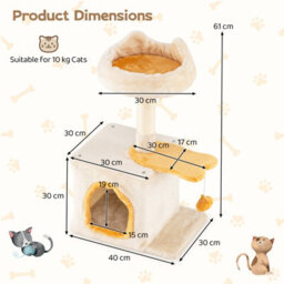 Costway Cat Tree For Indoor Kittens Cute Kitty Tower W/ Plush Perch & Condo - thumbnail 3