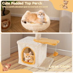 Costway Cat Tree For Indoor Kittens Cute Kitty Tower W/ Plush Perch & Condo - thumbnail 6
