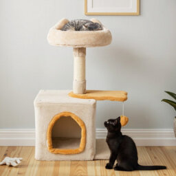 Costway Cat Tree For Indoor Kittens Cute Kitty Tower W/ Plush Perch & Condo - thumbnail 5
