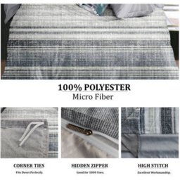 Neel Blue King Size Printed Duvet Cover & 2 Matching Pillow Cases - Grey & Blue - thumbnail 6