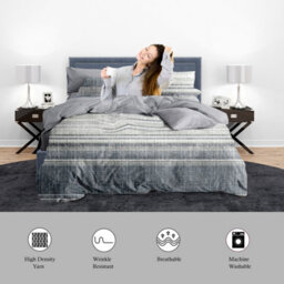 Neel Blue King Size Printed Duvet Cover & 2 Matching Pillow Cases - Grey & Blue - thumbnail 8