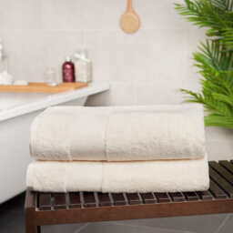 Aten Homeware Cream Luxury Egyptian Cotton Bath Towels - 70X140Cm - 2 Pack - thumbnail 5