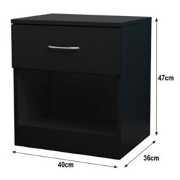 Sundaze Chest Of Drawers Bedroom Furniture Bedside Cabinet With Handle 1 Drawer Black 40X36X47Cm - thumbnail 4