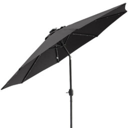 Sundaze 2.7M Black Garden Parasol Umbrella With Solar Led Lights And Crank Tilt Function Outdoor Patio - thumbnail 4