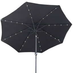 Sundaze 2.7M Black Garden Parasol Umbrella With Solar Led Lights And Crank Tilt Function Outdoor Patio - thumbnail 3