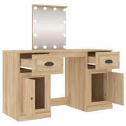Berkfield Dressing Table With Led Sonoma Oak 130X50X132.5 Cm - thumbnail 8