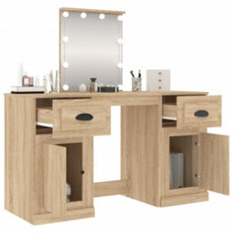 Berkfield Dressing Table With Led Sonoma Oak 130X50X132.5 Cm - thumbnail 5