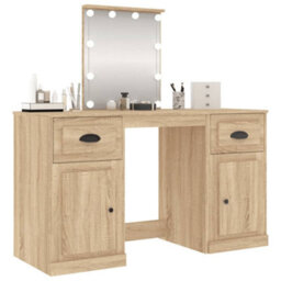 Berkfield Dressing Table With Led Sonoma Oak 130X50X132.5 Cm - thumbnail 4