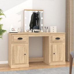 Berkfield Dressing Table With Led Sonoma Oak 130X50X132.5 Cm - thumbnail 1
